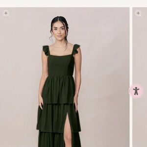 Revelry Dark Green Tiered Maxi Dress